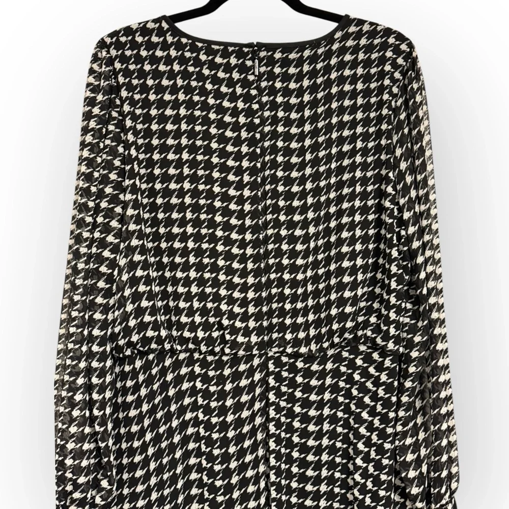 KARL LAGERFELD PARIS Houndstooth Belted Fit & Flare Dress, Size 14 - Picture 11 of 16